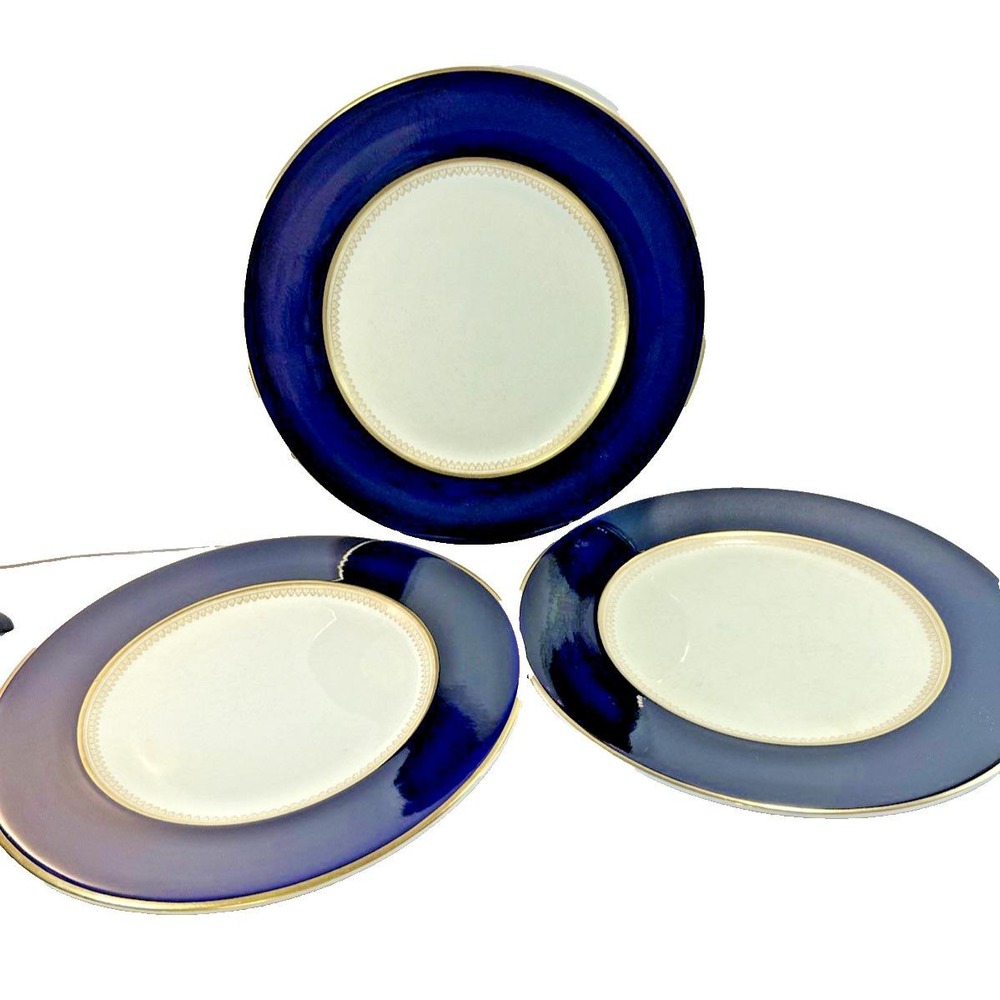 VTG Fondeville Ambassador Ware Imperial Cobalt Blue 11" Dinner Plates- Set of 3